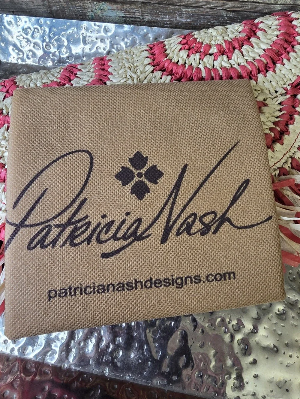 Patricia Nash Pink & Natural Raffia Fringe Clutch With Crossbody Strap, NWT